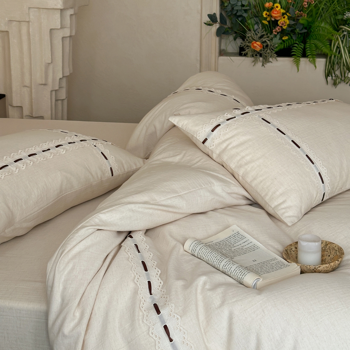 91家纺网 家纺一手货源 找家纺 （总）例外 2025新款A类色织亚麻提花水洗棉四件套-云端【 此款各平台严格控价；卷后 标准不得低于298 加大不得低于 315】 【套件 会员 -20 /套】