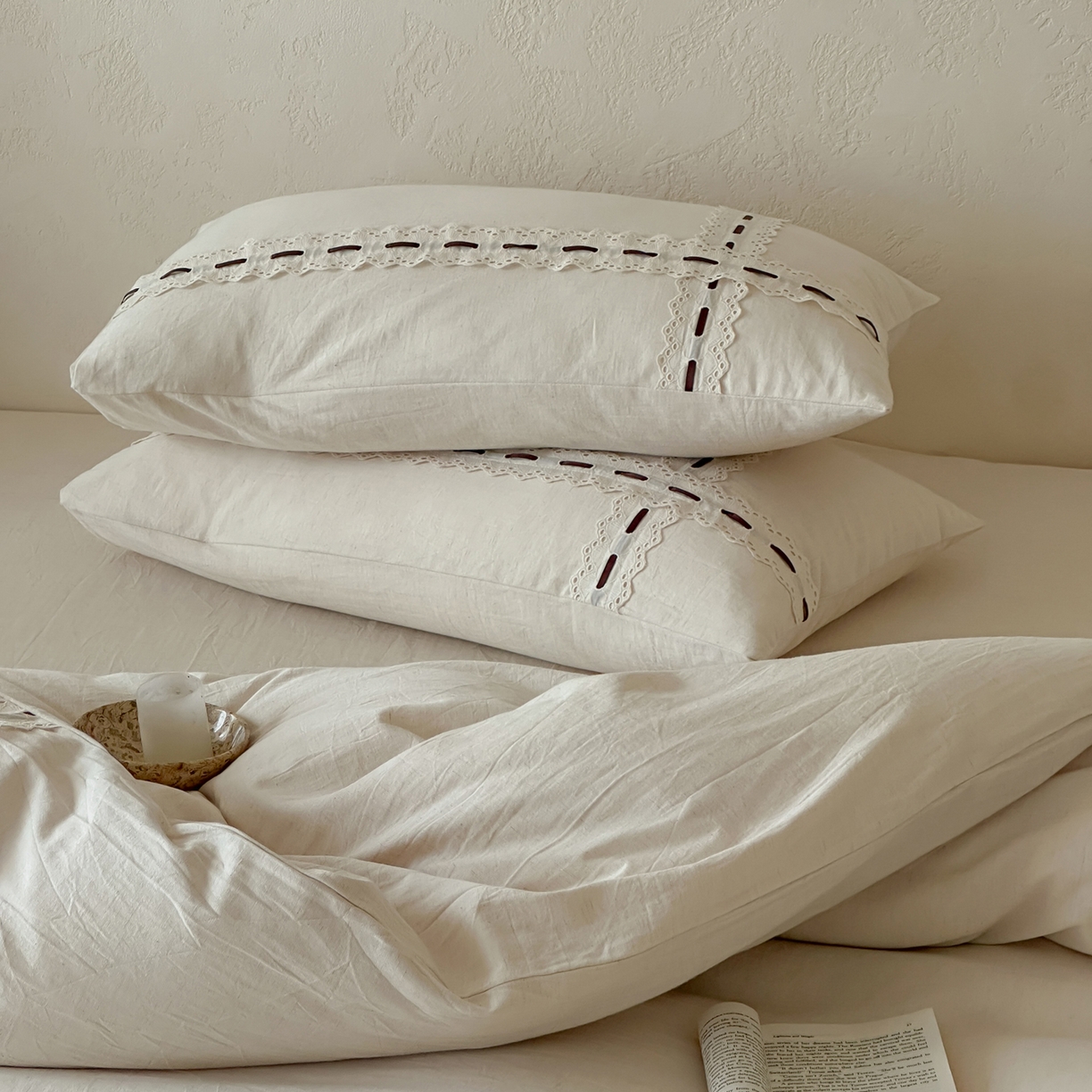 91家纺网 家纺一手货源 找家纺 （总）例外 2025新款A类色织亚麻提花水洗棉四件套-云端【 此款各平台严格控价；卷后 标准不得低于298 加大不得低于 315】 【套件 会员 -20 /套】