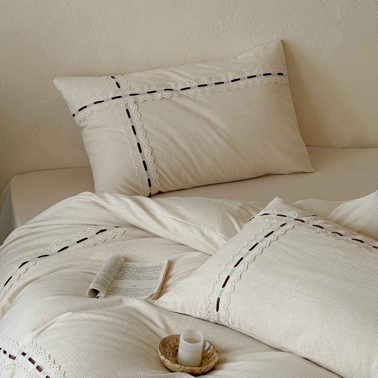 91家纺网 家纺一手货源 找家纺 （总）例外 2025新款A类色织亚麻提花水洗棉四件套-云端【 此款各平台严格控价；卷后 标准不得低于298 加大不得低于 315】 【套件 会员 -20 /套】