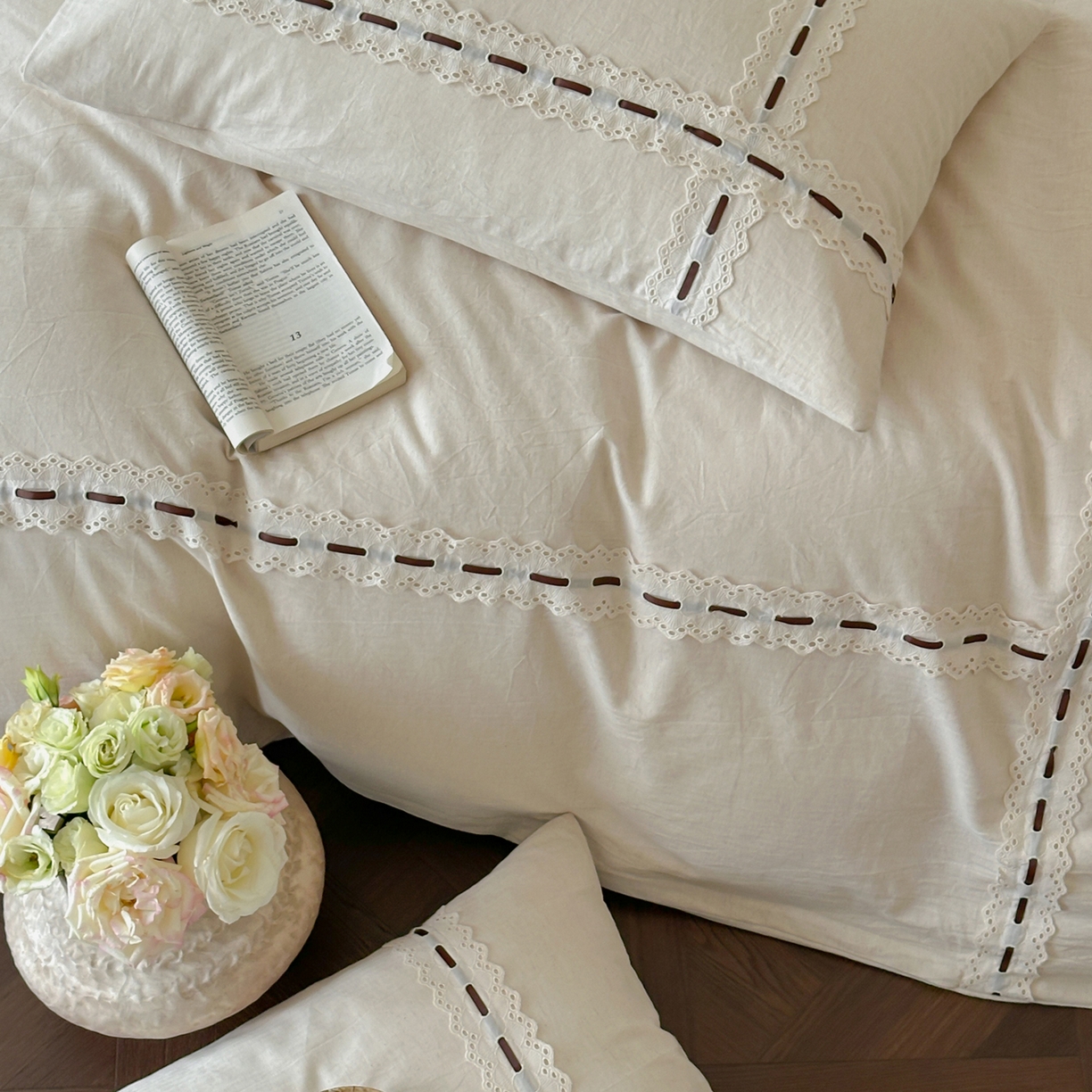 91家纺网 家纺一手货源 找家纺 （总）例外 2025新款A类色织亚麻提花水洗棉四件套-云端【 此款各平台严格控价；卷后 标准不得低于298 加大不得低于 315】 【套件 会员 -20 /套】