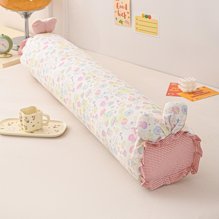 91家纺网 家纺一手货源 找家纺 芯奇想 2025新款全棉双层纱兔子枕芯长新款小清新抱枕 水母