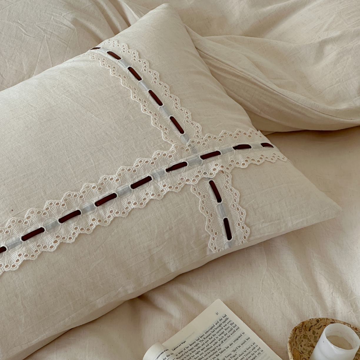 91家纺网 家纺一手货源 找家纺 （总）例外 2025新款A类色织亚麻提花水洗棉四件套-云端【 此款各平台严格控价；卷后 标准不得低于298 加大不得低于 315】 【套件 会员 -20 /套】