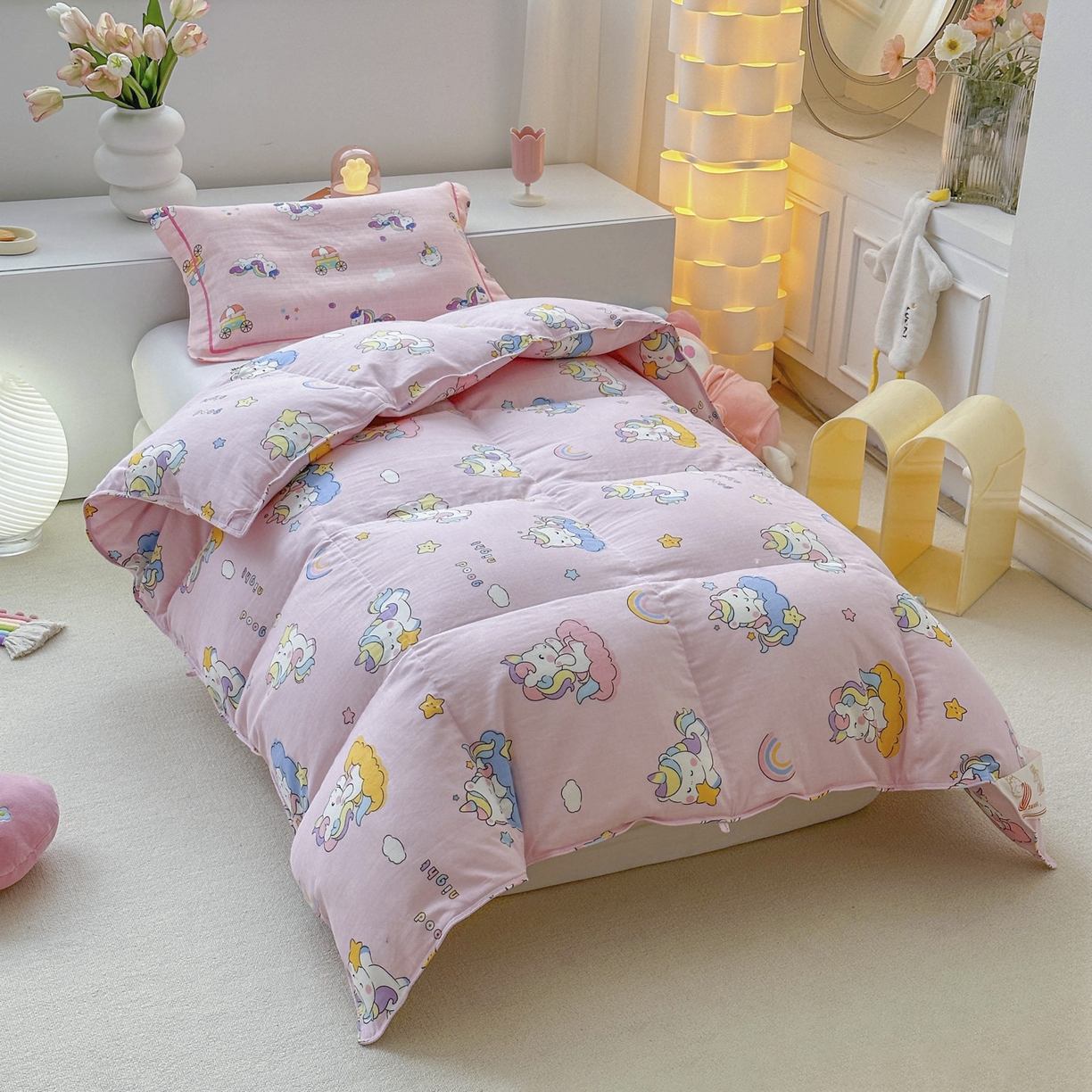 91家纺网 家纺一手货源 找家纺 暖羽屋羽绒馆 2025新款95白鸭绒被芯A类被子儿童羽绒被学生婴幼儿园小被芯 星空独角兽