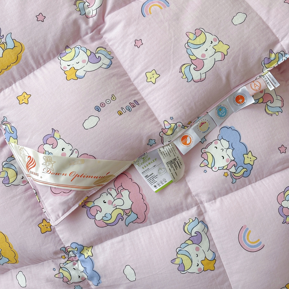 91家纺网 家纺一手货源 找家纺 暖羽屋羽绒馆 2025新款95白鸭绒被芯A类被子儿童羽绒被学生婴幼儿园小被芯 星空独角兽