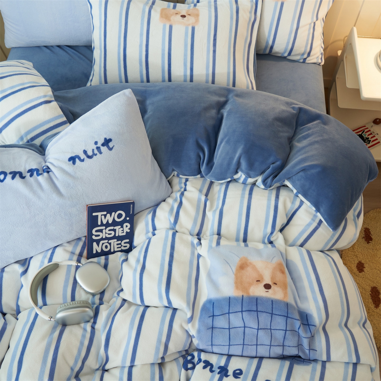 91家纺网 家纺一手货源 找家纺 金鹰 202新款A类数码印花卡通牛奶绒四件套 晚安