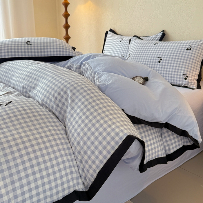 91家纺网 家纺一手货源 找家纺 （总）米可2025新款水洗棉绣花花边款四件套