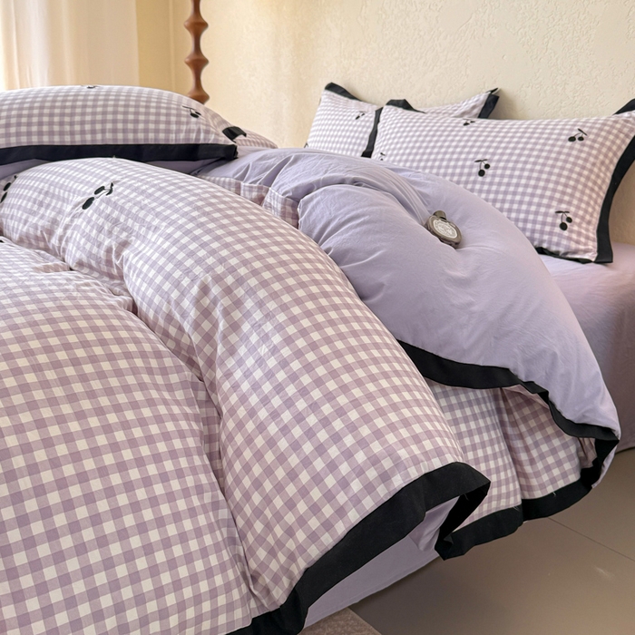 91家纺网 家纺一手货源 找家纺 （总）米可2025新款水洗棉绣花花边款四件套