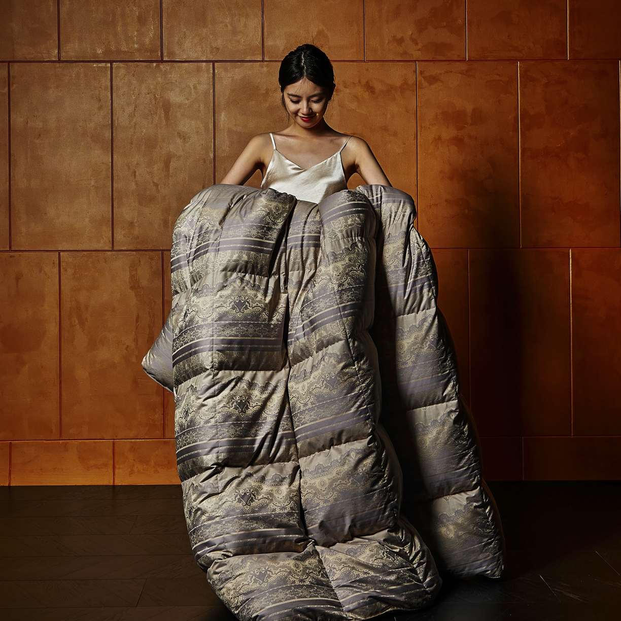 暖羽屋羽绒馆 2025新款国标绒子95白鸭绒羽绒被子双人鸭绒被2米家用双人被芯被子 时空 灰