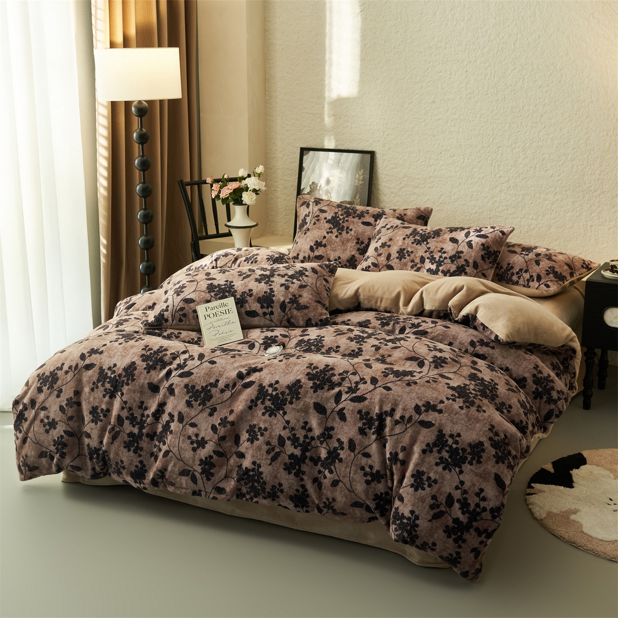 91家纺网 家纺一手货源 找家纺 （总）金鹰 2025新款A类数码印花牛奶绒四件套绒套件