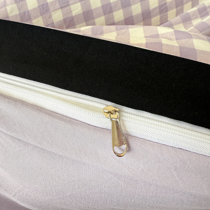 91家纺网 家纺一手货源 找家纺 米可2025新款水洗棉绣花花边款四件套 樱桃-紫