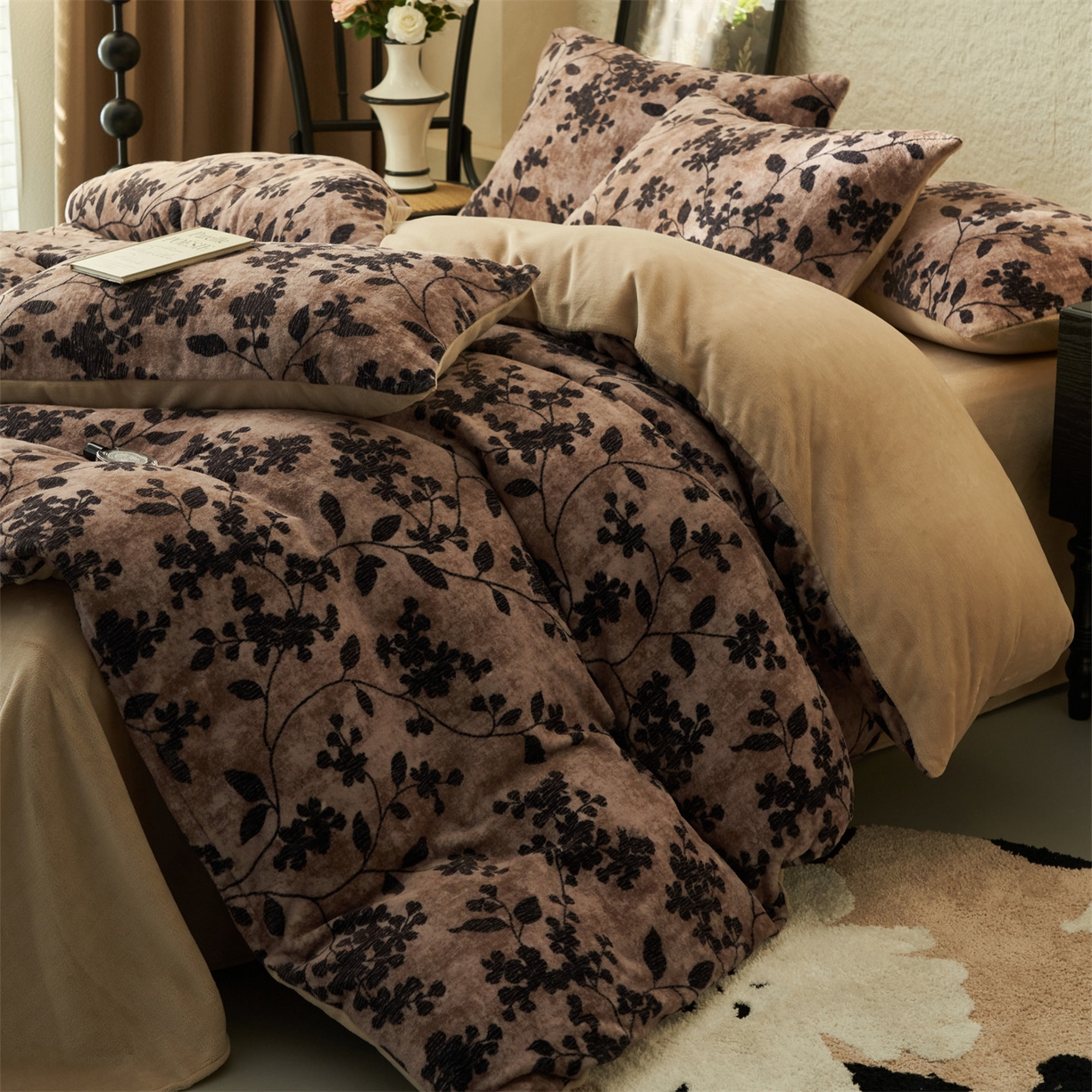 91家纺网 家纺一手货源 找家纺 （总）金鹰 2025新款A类数码印花牛奶绒四件套绒套件