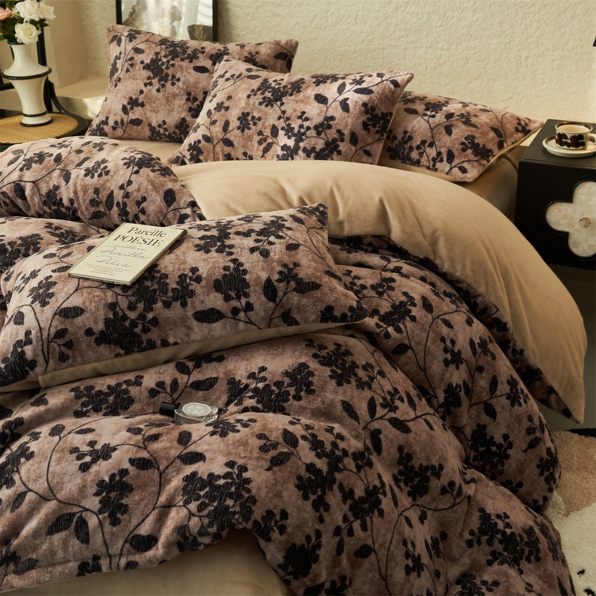 91家纺网 家纺一手货源 找家纺 （总）金鹰 2025新款A类数码印花牛奶绒四件套绒套件