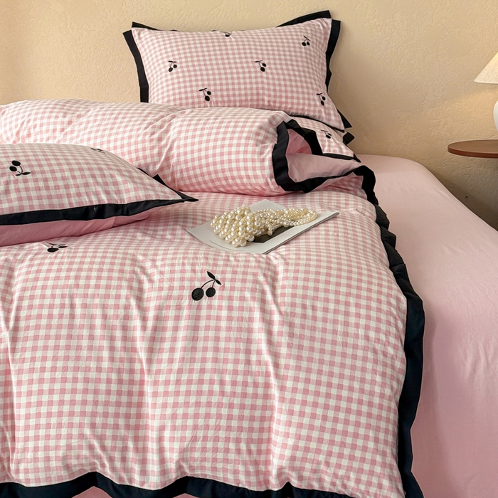 91家纺网 家纺一手货源 找家纺 （总）米可 2025新款水洗棉绣花花边款四件套