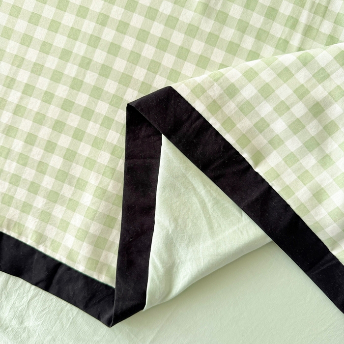 91家纺网 家纺一手货源 找家纺 米可 2025新款水洗棉绣花花边款四件套 樱桃-绿