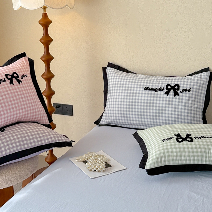 91家纺网 家纺一手货源 找家纺 米可 2025新款水洗棉绣花花边款四件套 组合图