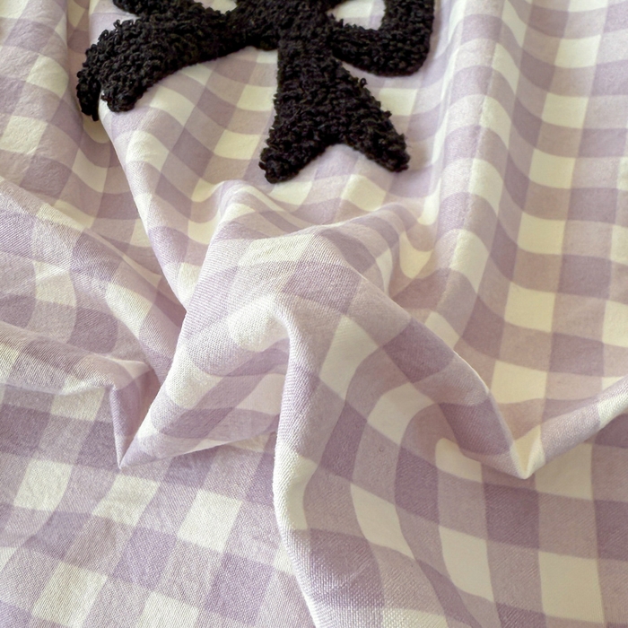 91家纺网 家纺一手货源 找家纺 米可 2025新款水洗棉绣花花边款四件套 蝴蝶结-紫