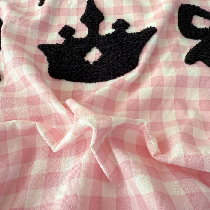 91家纺网 家纺一手货源 找家纺 米可 2025新款水洗棉绣花花边款四件套 蝴蝶结-粉