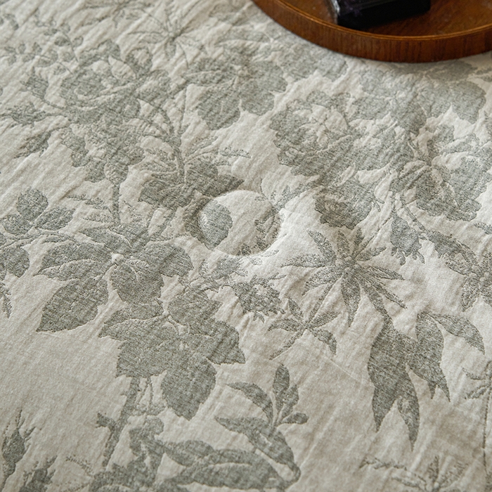 91家纺网 家纺一手货源 找家纺 宜代光年 2025新款60s水洗棉全棉提花夏被 繁花-绿