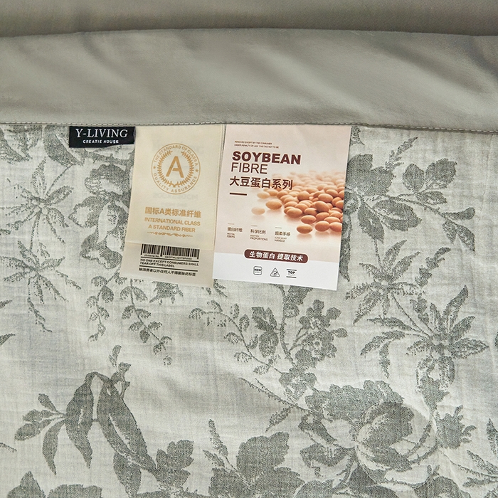 91家纺网 家纺一手货源 找家纺 宜代光年 2025新款60s水洗棉全棉提花夏被 繁花-绿