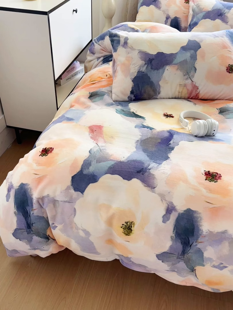 91家纺网 家纺一手货源 找家纺 （总）悦织湾家纺 2025新款5D数码牛奶绒印花轻奢时尚秋冬高克重加厚加密保暖床上用品三四件套