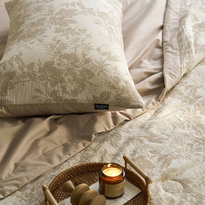 91家纺网 家纺一手货源 找家纺 宜代光年 2025新款60s水洗棉全棉提花夏被 繁花-咖