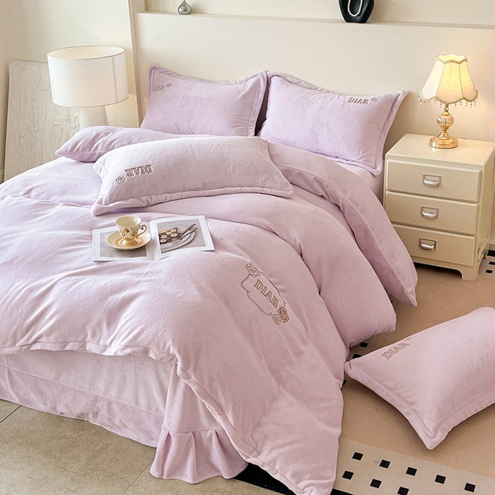 91家纺网 家纺一手货源 找家纺 （总）梦莱斯 2025全消光加厚牛奶绒四件套 - 山茶花系列