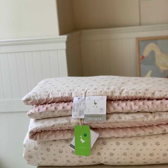 91家纺网 家纺一手货源 找家纺 汇庭 2025秋冬新款·糯米纱布双人豆豆被系列 春日粉