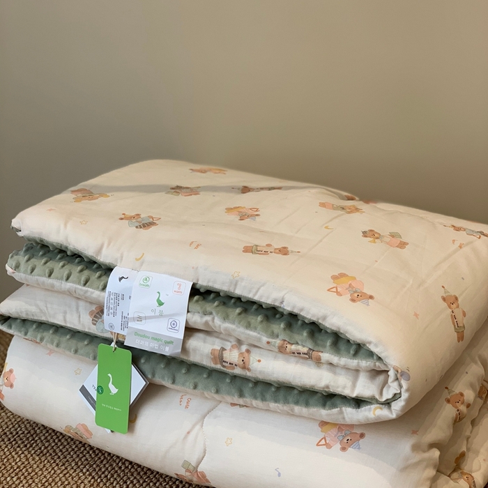 91家纺网 家纺一手货源 找家纺 汇庭 2025秋冬新款·糯米纱布双人豆豆被系列 杰克熊