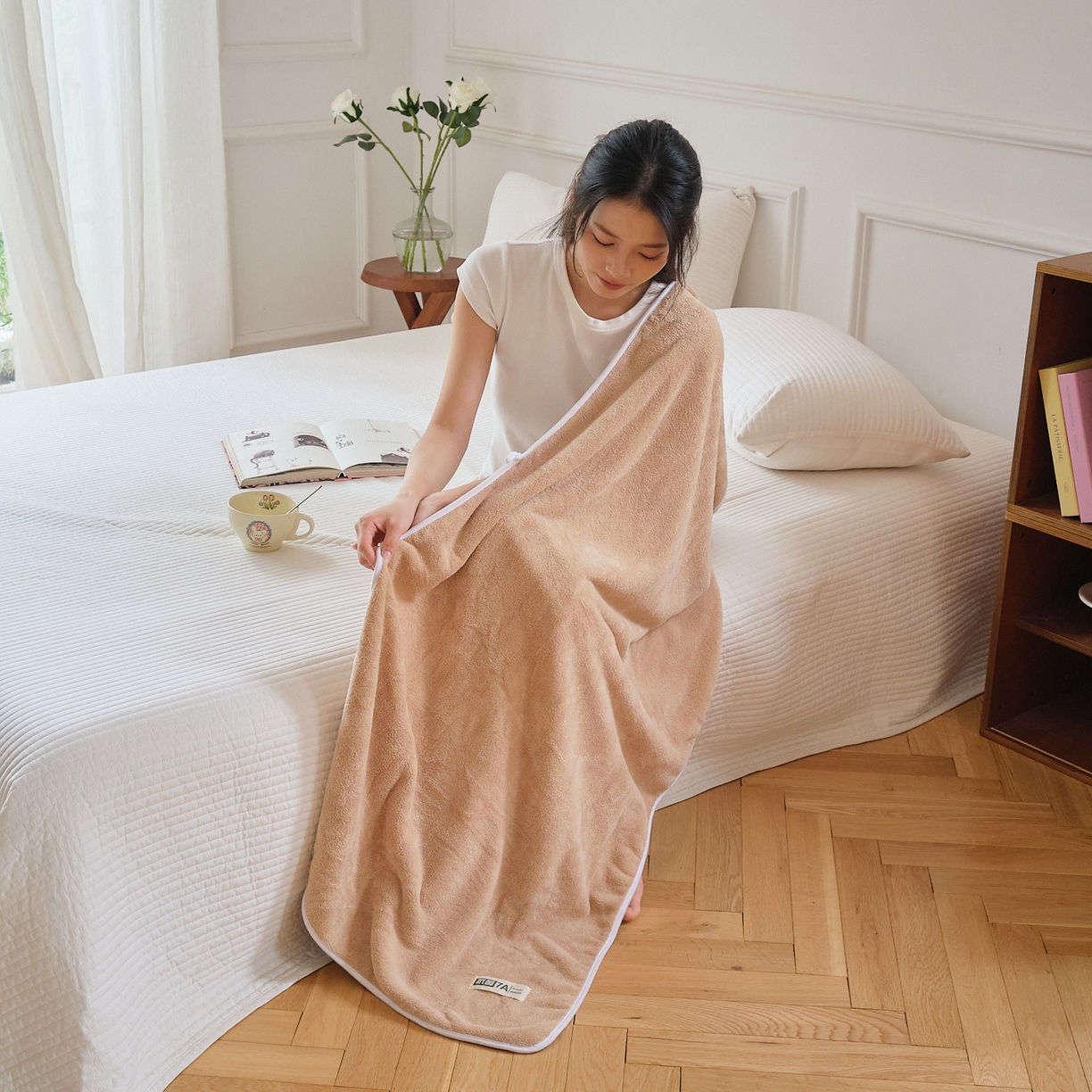 91家纺网 家纺一手货源 找家纺 沐瑟家纺 2025新款亲肤柔软珊瑚绒毛巾浴巾-抗菌系列 抗菌-卡其 35*75cm毛巾/条