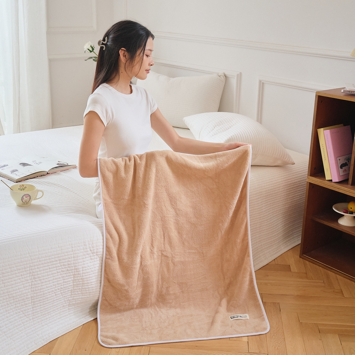 91家纺网 家纺一手货源 找家纺 沐瑟家纺 2025新款亲肤柔软珊瑚绒毛巾浴巾-抗菌系列 抗菌-卡其 35*75cm毛巾/条