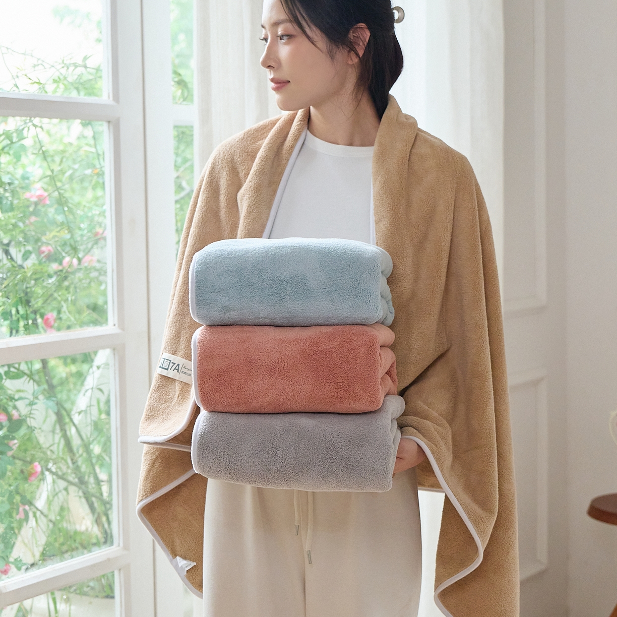 91家纺网 家纺一手货源 找家纺 沐瑟家纺 2025新款亲肤柔软珊瑚绒毛巾浴巾-抗菌系列 组合 70*140cm浴巾/条