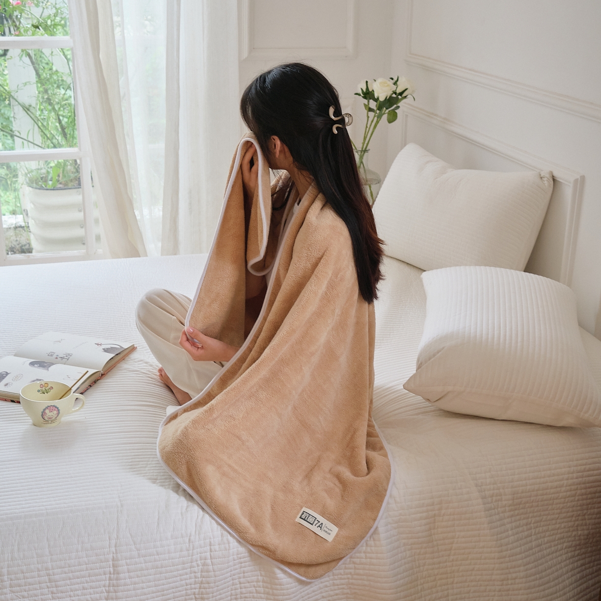 91家纺网 家纺一手货源 找家纺 沐瑟家纺 2025新款亲肤柔软珊瑚绒毛巾浴巾-抗菌系列 抗菌-卡其 35*75cm毛巾/条