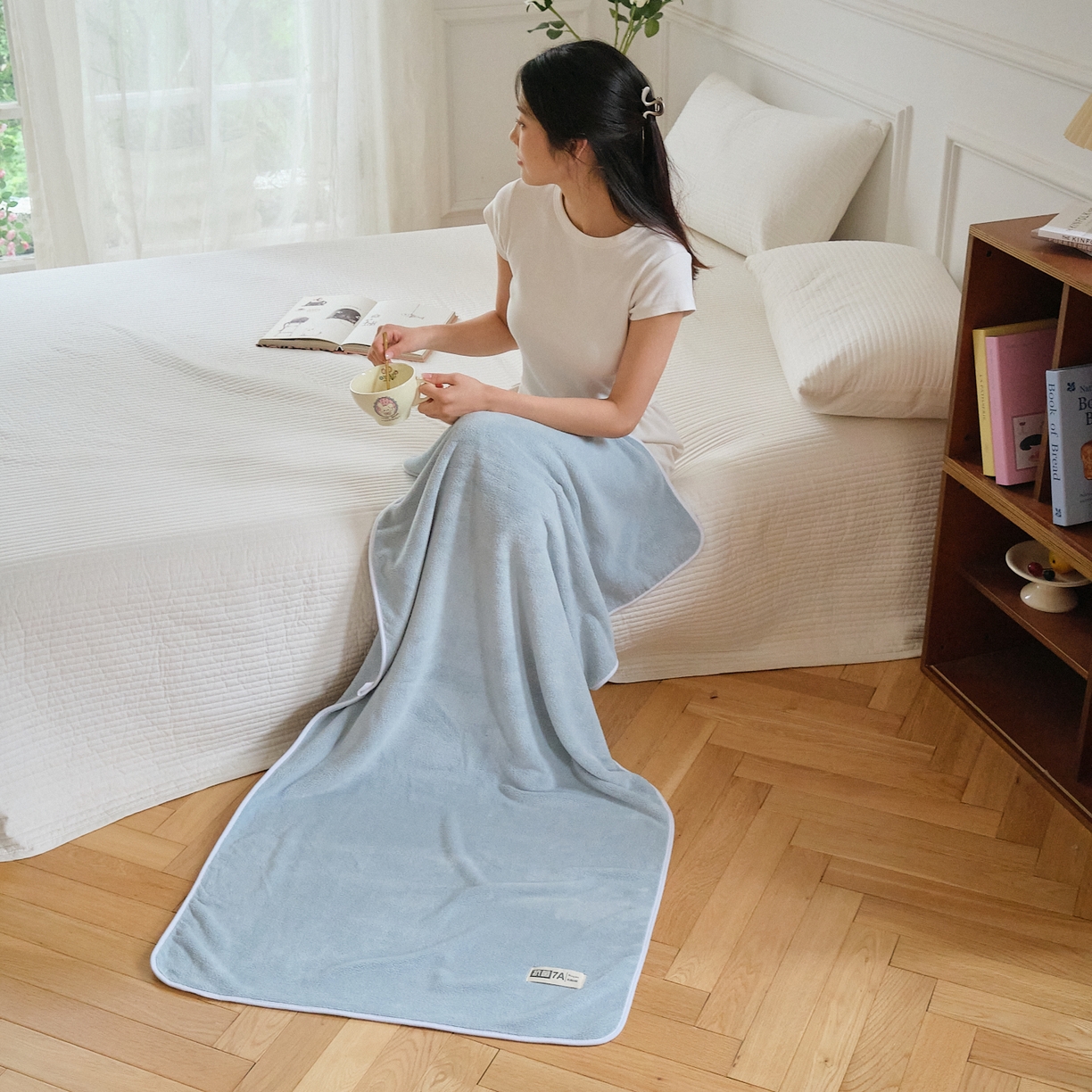 91家纺网 家纺一手货源 找家纺 沐瑟家纺 2025新款亲肤柔软珊瑚绒毛巾浴巾-抗菌系列 抗菌-天蓝 70*140cm浴巾/条