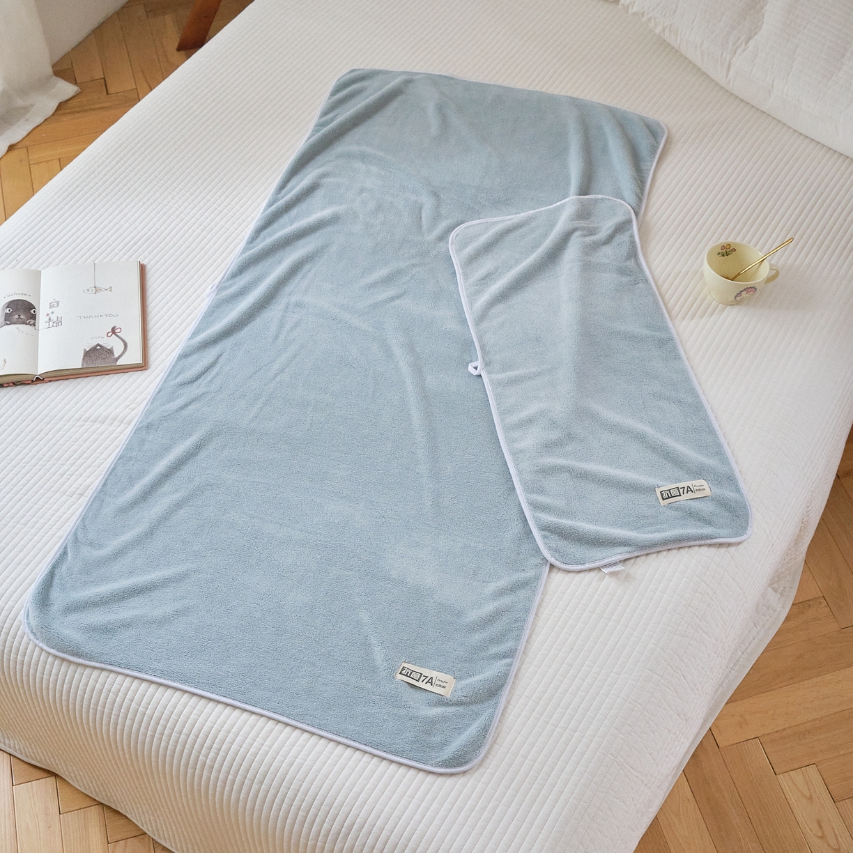 91家纺网 家纺一手货源 找家纺 沐瑟家纺 2025新款亲肤柔软珊瑚绒毛巾浴巾-抗菌系列 抗菌-天蓝 70*140cm浴巾/条