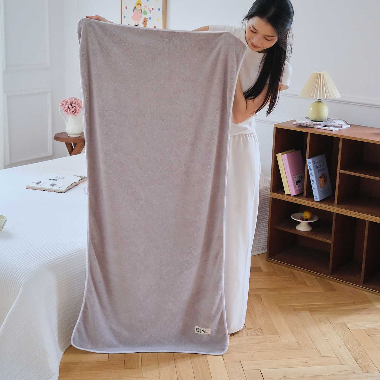 沐瑟家纺 2025新款亲肤柔软珊瑚绒毛巾浴巾-抗菌系列 抗菌-灰色 70*140cm浴巾/条