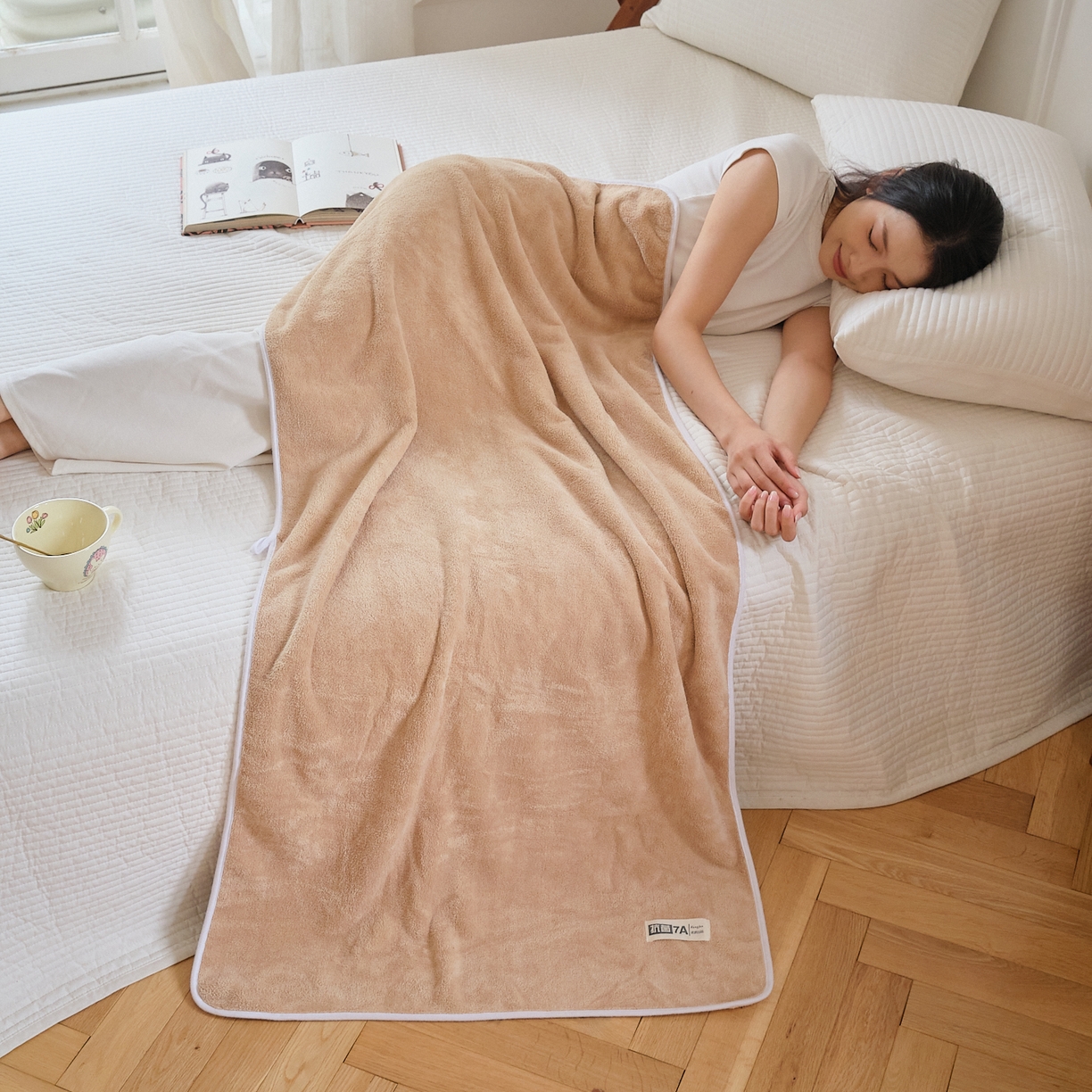 91家纺网 家纺一手货源 找家纺 沐瑟家纺 2025新款亲肤柔软珊瑚绒毛巾浴巾-抗菌系列 抗菌-卡其 70*140cm浴巾/条