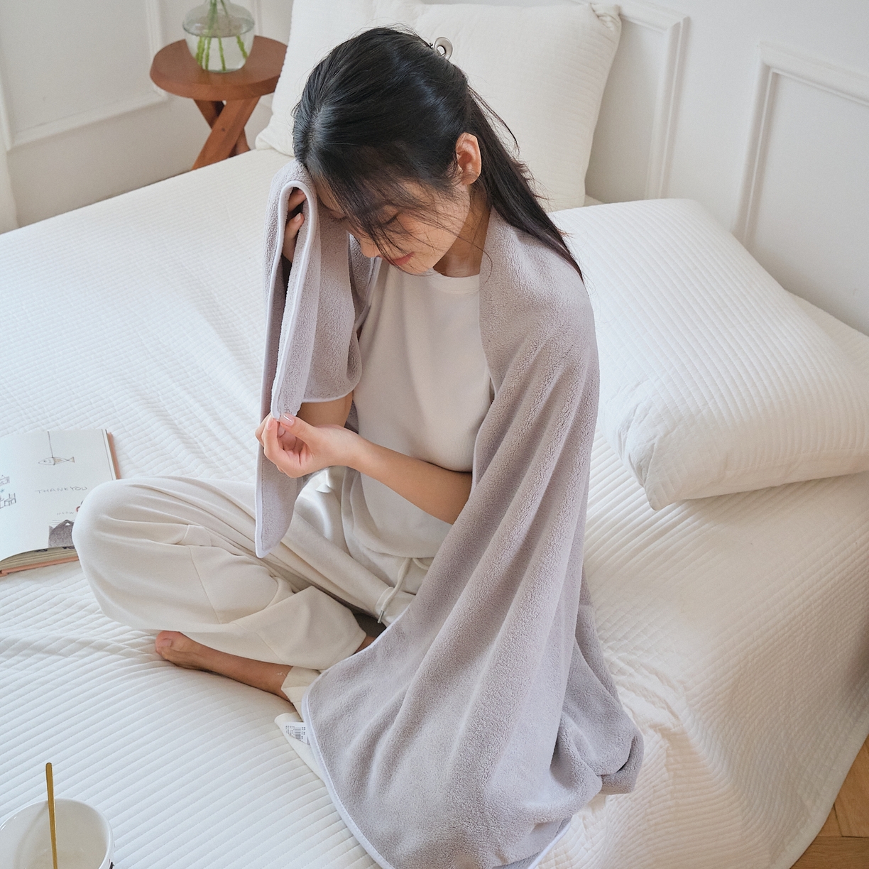 91家纺网 家纺一手货源 找家纺 沐瑟家纺 2025新款亲肤柔软珊瑚绒毛巾浴巾-抗菌系列 抗菌-灰色 70*140cm浴巾/条