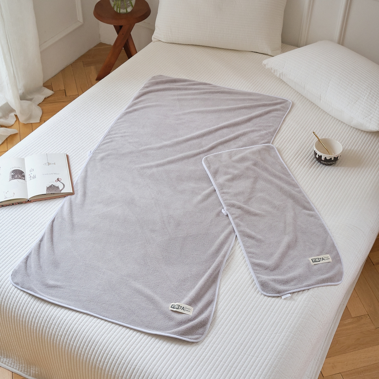 91家纺网 家纺一手货源 找家纺 沐瑟家纺 2025新款亲肤柔软珊瑚绒毛巾浴巾-抗菌系列 抗菌-灰色 70*140cm浴巾/条