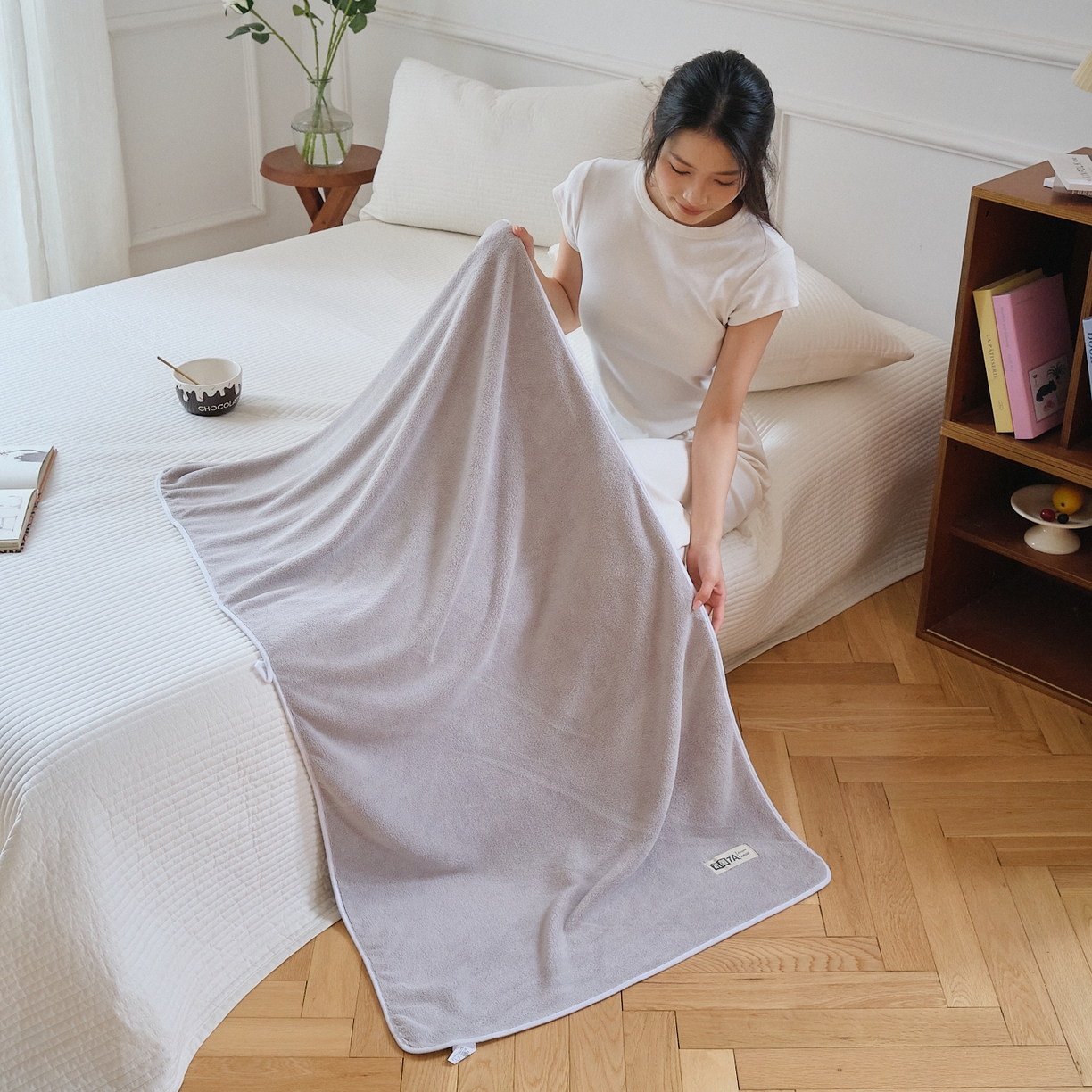 91家纺网 家纺一手货源 找家纺 沐瑟家纺 2025新款亲肤柔软珊瑚绒毛巾浴巾-抗菌系列 抗菌-灰色 70*140cm浴巾/条