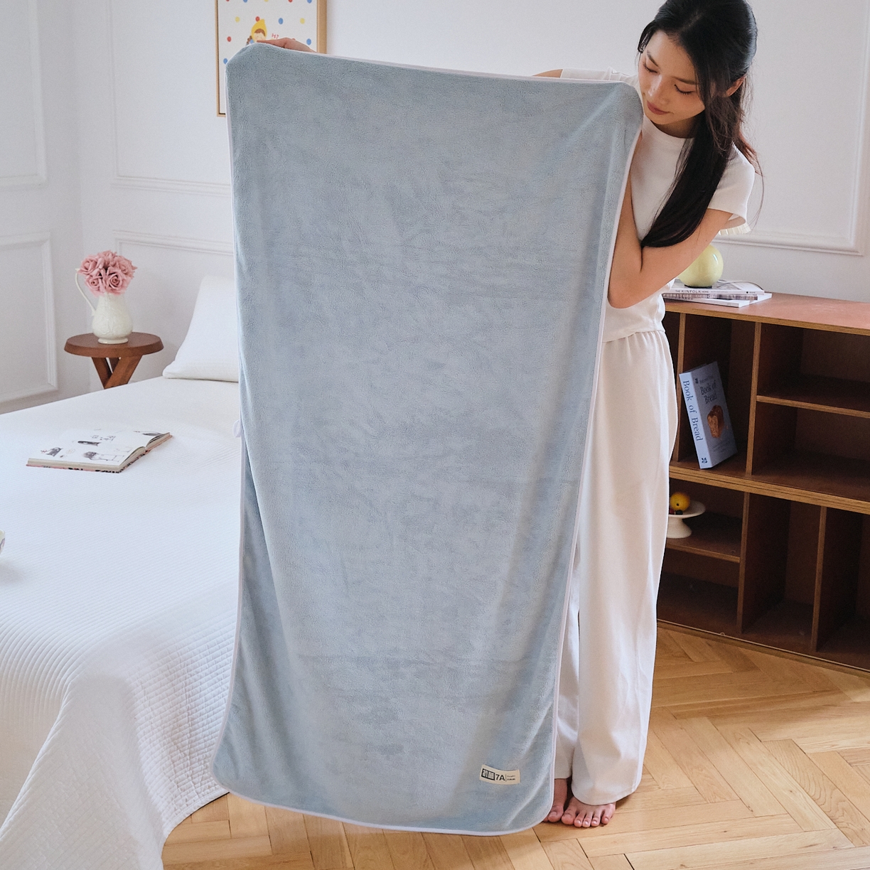 沐瑟家纺 2025新款亲肤柔软珊瑚绒毛巾浴巾-抗菌系列 抗菌-天蓝 35*75cm毛巾/条