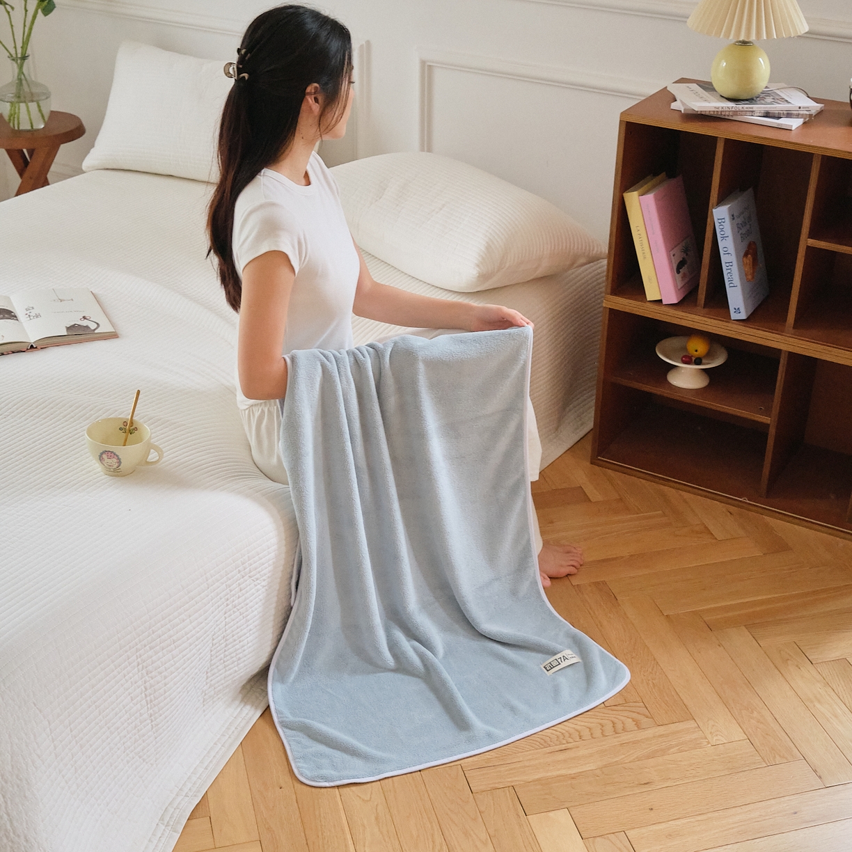 91家纺网 家纺一手货源 找家纺 沐瑟家纺 2025新款亲肤柔软珊瑚绒毛巾浴巾-抗菌系列 抗菌-天蓝 35*75cm毛巾/条