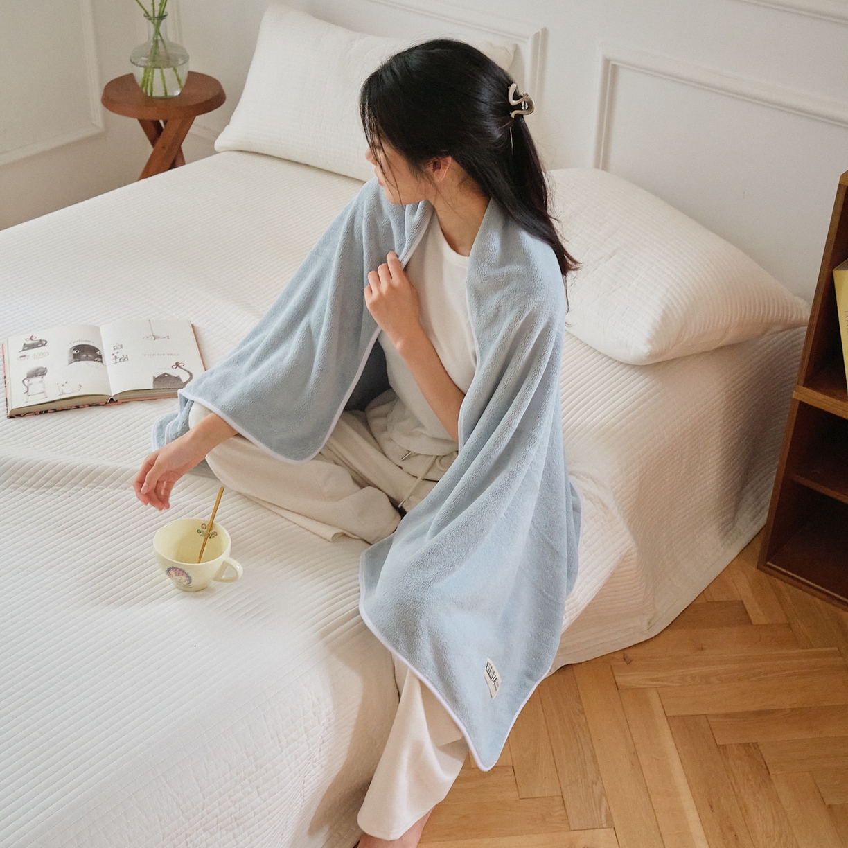 91家纺网 家纺一手货源 找家纺 沐瑟家纺 2025新款亲肤柔软珊瑚绒毛巾浴巾-抗菌系列 抗菌-天蓝 35*75cm毛巾/条