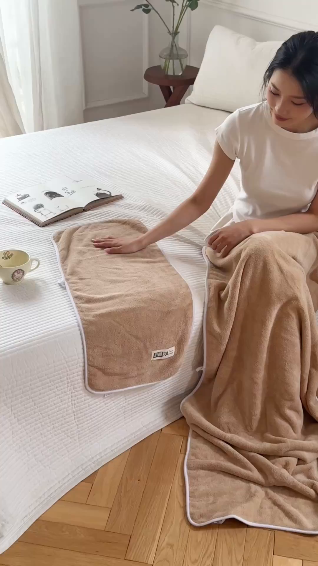 91家纺网 家纺一手货源 找家纺 沐瑟家纺 2025新款亲肤柔软珊瑚绒毛巾浴巾-抗菌系列 抗菌-卡其 70*140cm浴巾/条