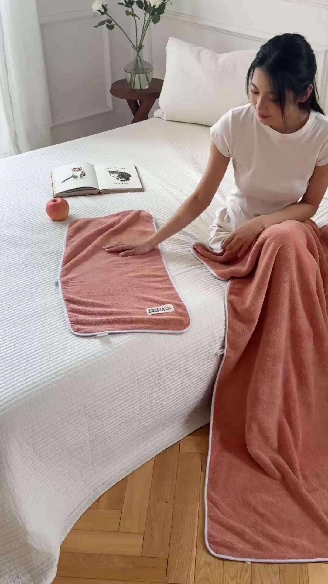 91家纺网 家纺一手货源 找家纺 沐瑟家纺 2025新款亲肤柔软珊瑚绒毛巾浴巾-抗菌系列 抗菌-豆沙 70*140cm浴巾/条