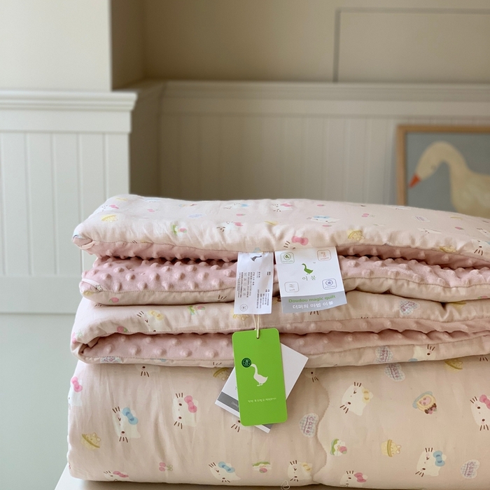 汇庭 2025秋冬新款·糯米纱布双人豆豆被系列 乐园猫咪粉