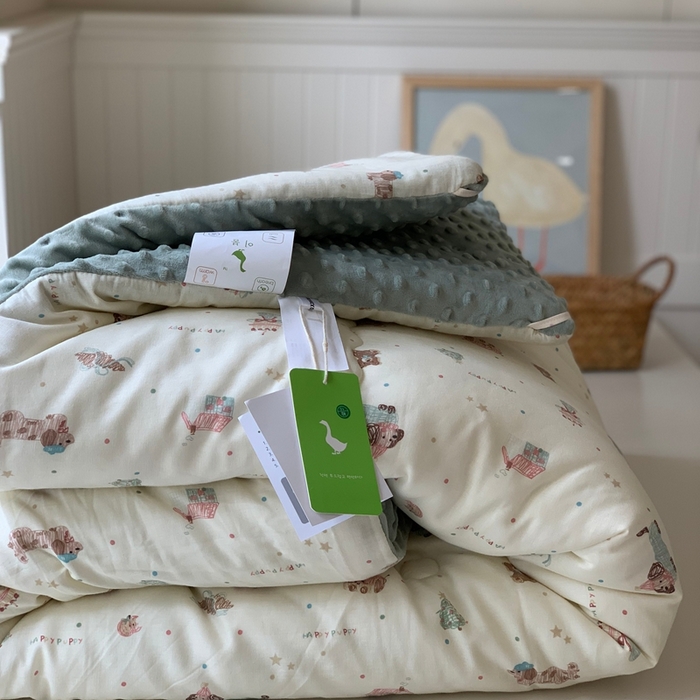 91家纺网 家纺一手货源 找家纺 汇庭 2025秋冬新款·糯米纱布双人豆豆被系列 凌乱小狗