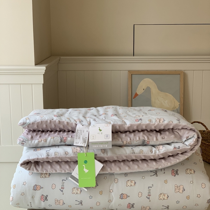 91家纺网 家纺一手货源 找家纺 汇庭 2025秋冬新款·糯米纱布双人豆豆被系列 皮皮象蓝