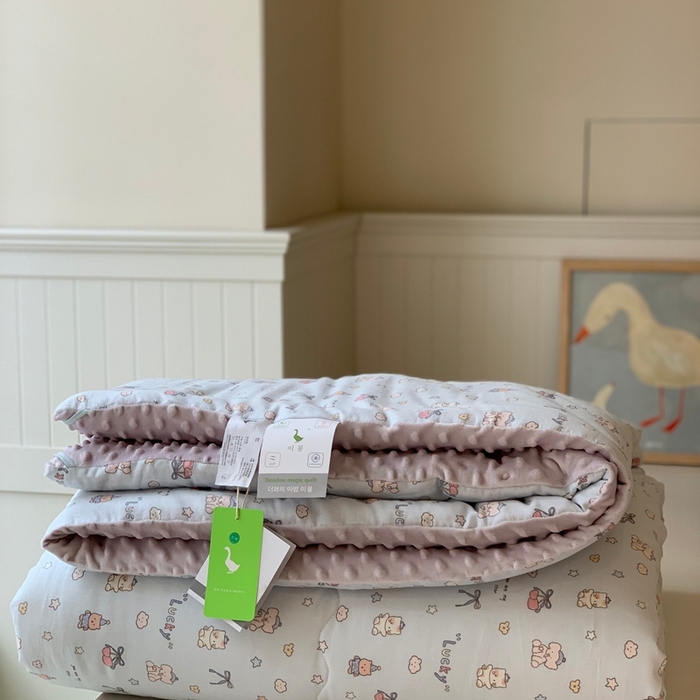 91家纺网 家纺一手货源 找家纺 汇庭 2025秋冬新款·糯米纱布双人豆豆被系列 皮皮象蓝