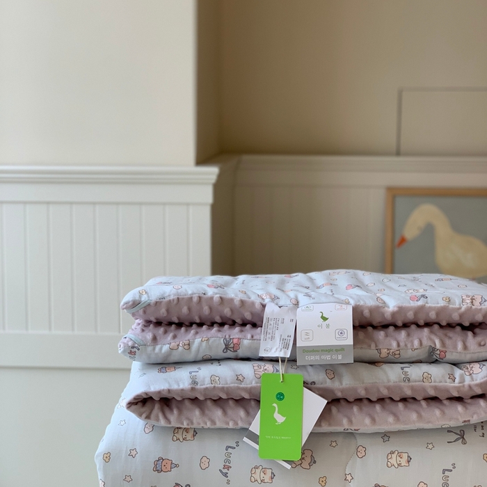 91家纺网 家纺一手货源 找家纺 汇庭 2025秋冬新款·糯米纱布双人豆豆被系列 皮皮象蓝