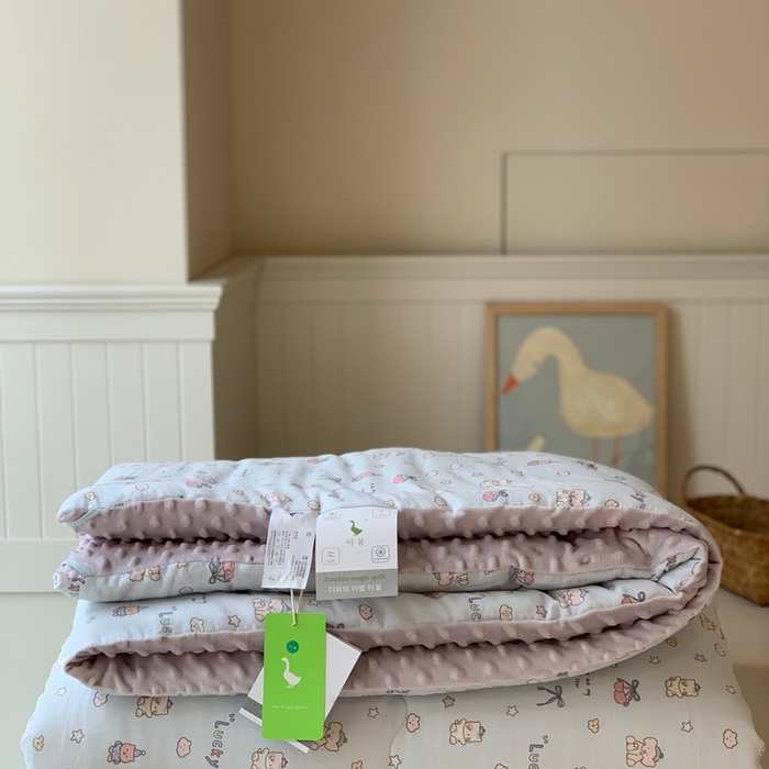 91家纺网 家纺一手货源 找家纺 汇庭 2025秋冬新款·糯米纱布双人豆豆被系列 皮皮象蓝